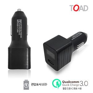 TOAD 토드 9V 초고속 충전기 LED 전압표시 12/24V USB 전차종 공용 자동차용품 편의용품 시거잭